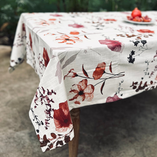 Botanical Bloom Maroon Tablecloth