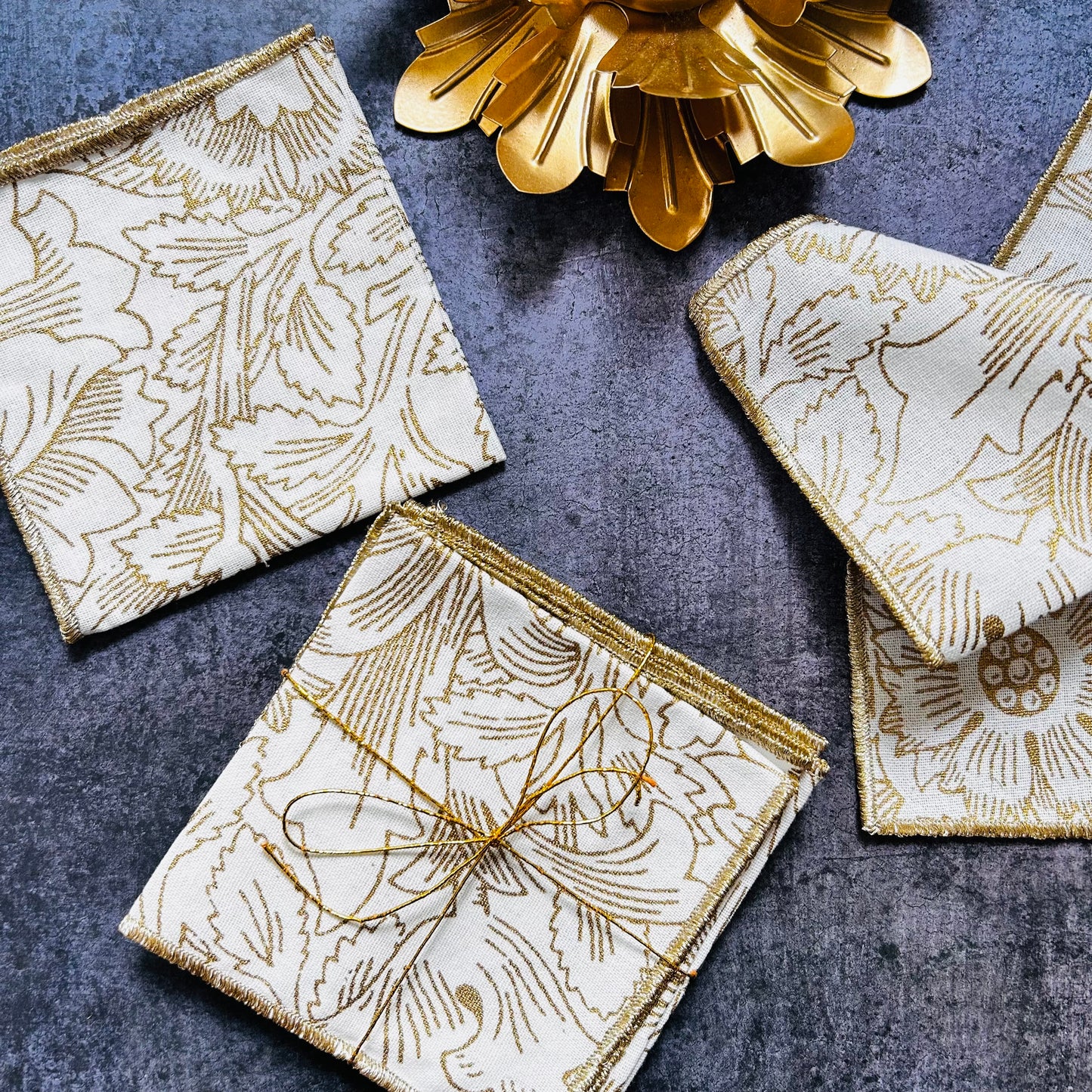 Fiore Gold Festive Cocktail Napkins