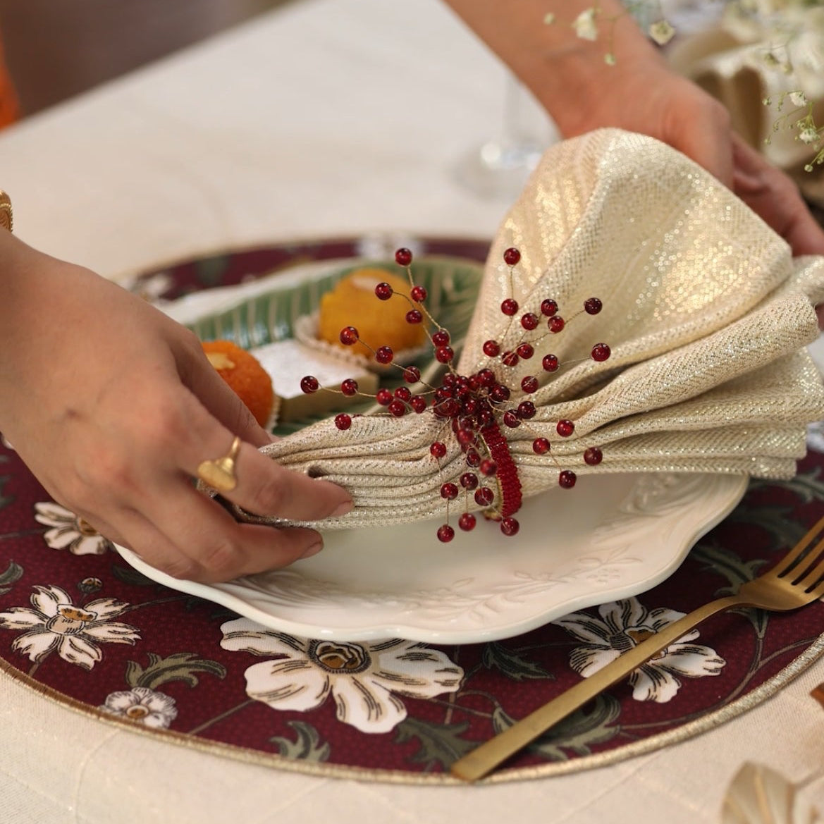 Bobble Red- Napkin Rings (Set of 2)