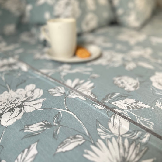 Magna Rose Bed Cover Set - Sky