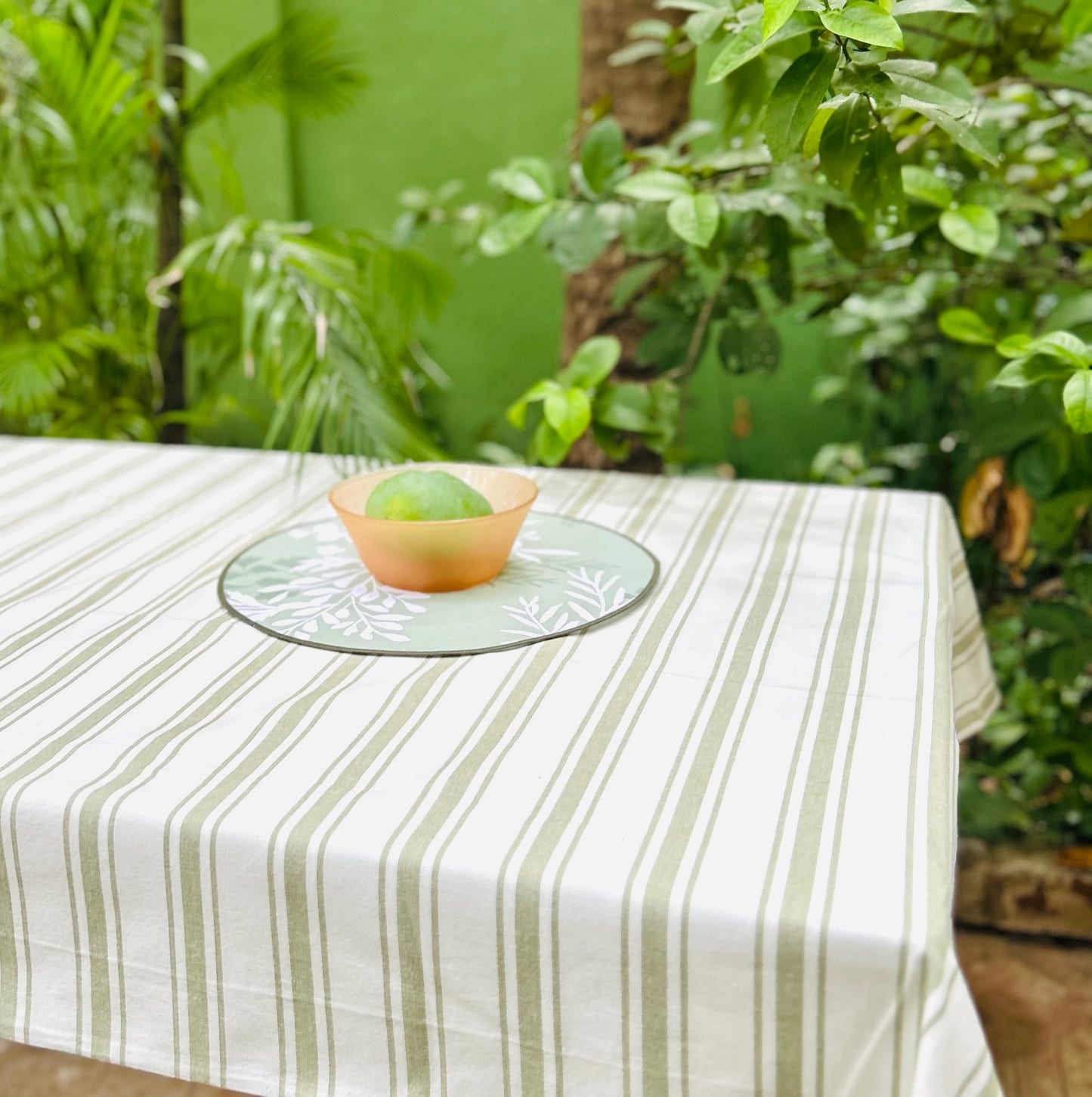 Farmer Stripe Green Tablecloth