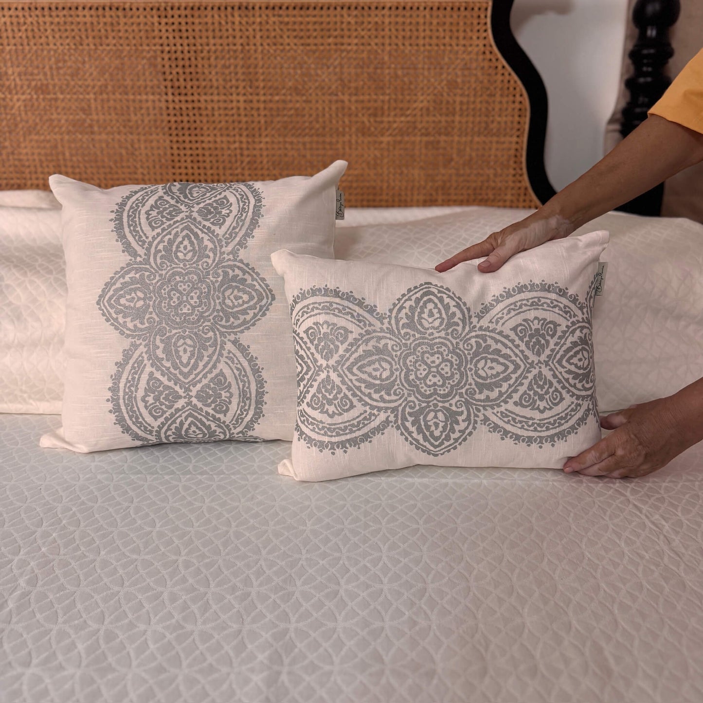 Athena White Silver Cushion Cover