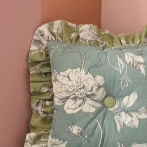 Azure Flora Frill Cushion