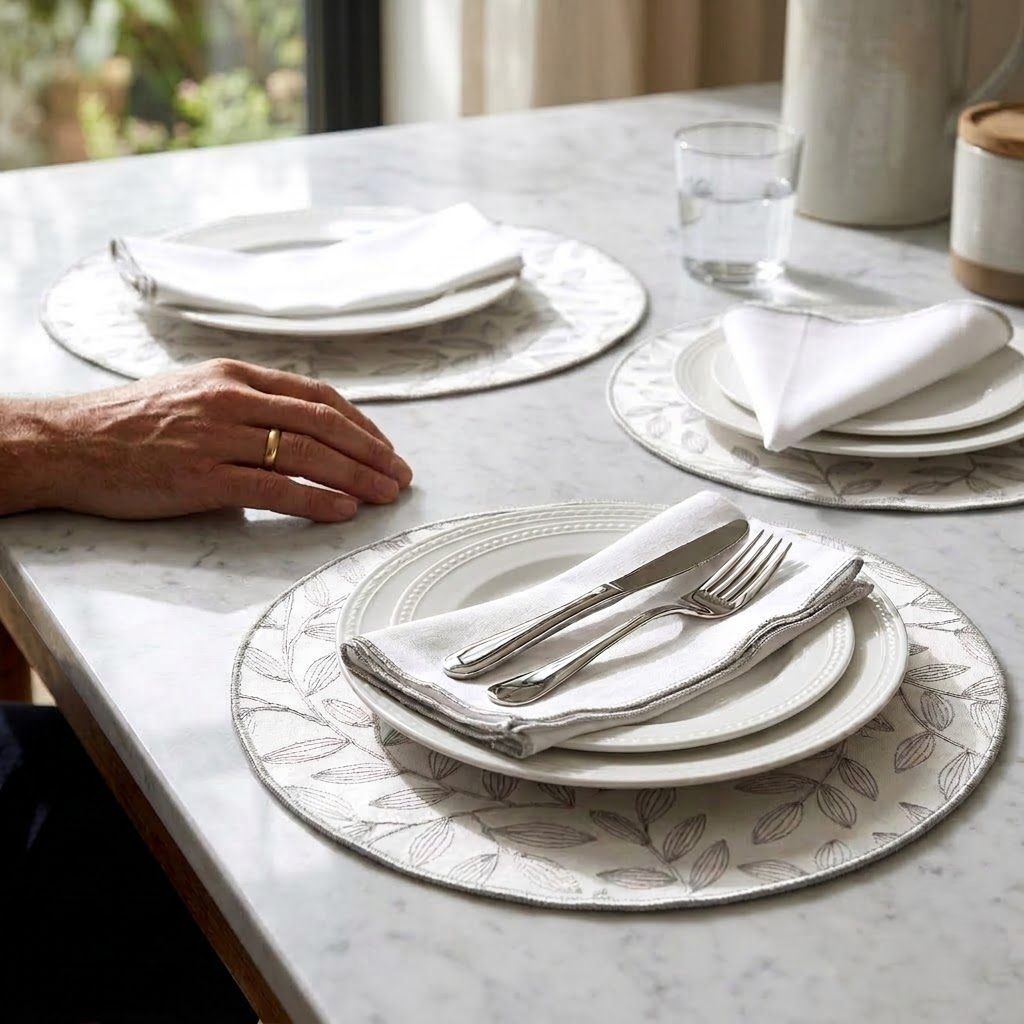 Feuille Silver Round Placemat