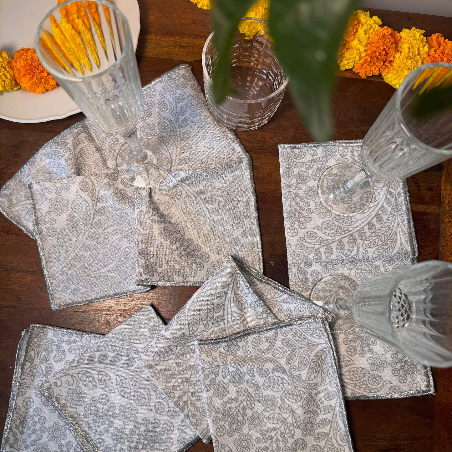 Geo Silver Cocktail Napkin