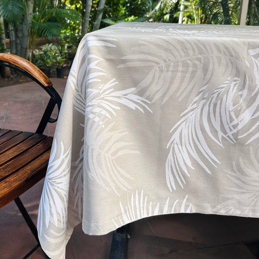 White Palm Tablecloth
