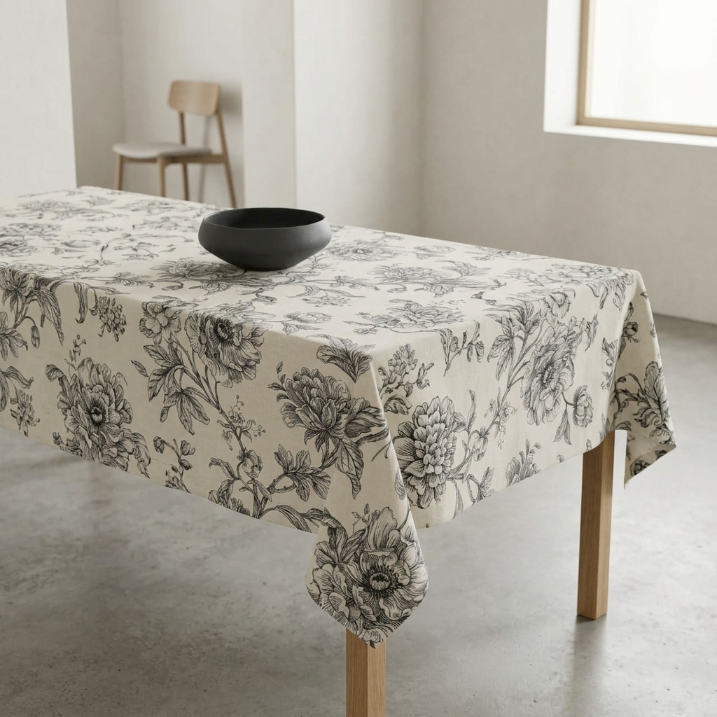 Spill Resistance Imperial Bloom Noir Tablecloth