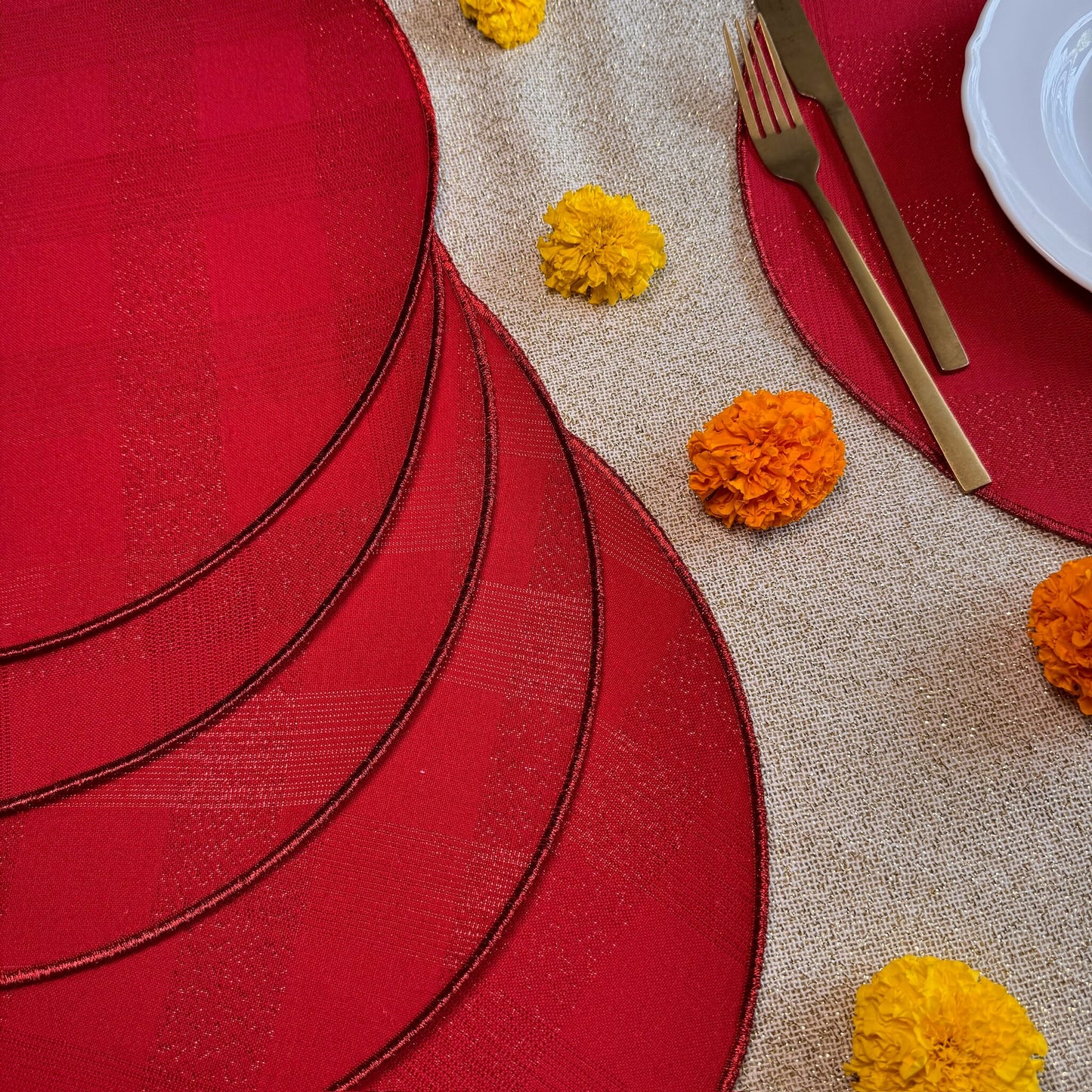 Red Glimmer Check Placemat (6 pcs set)