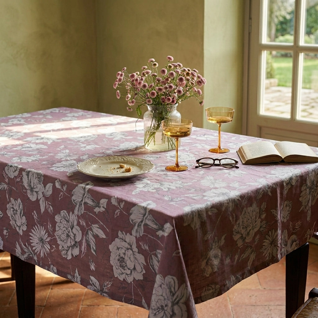 Stain Proof Magna Rose Petal Tablecloth