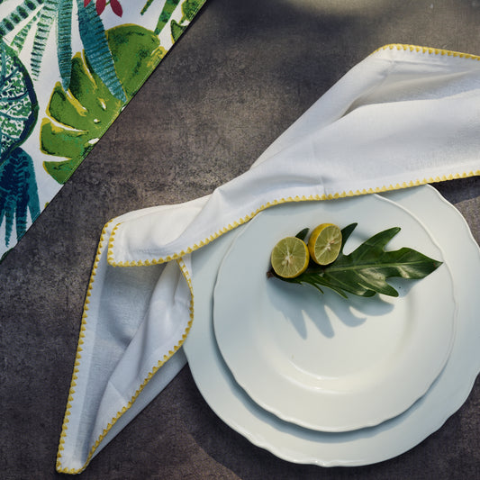 Emma White Embroidered Napkin