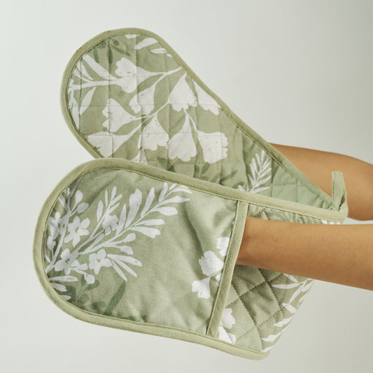 Green fern Double Mitt