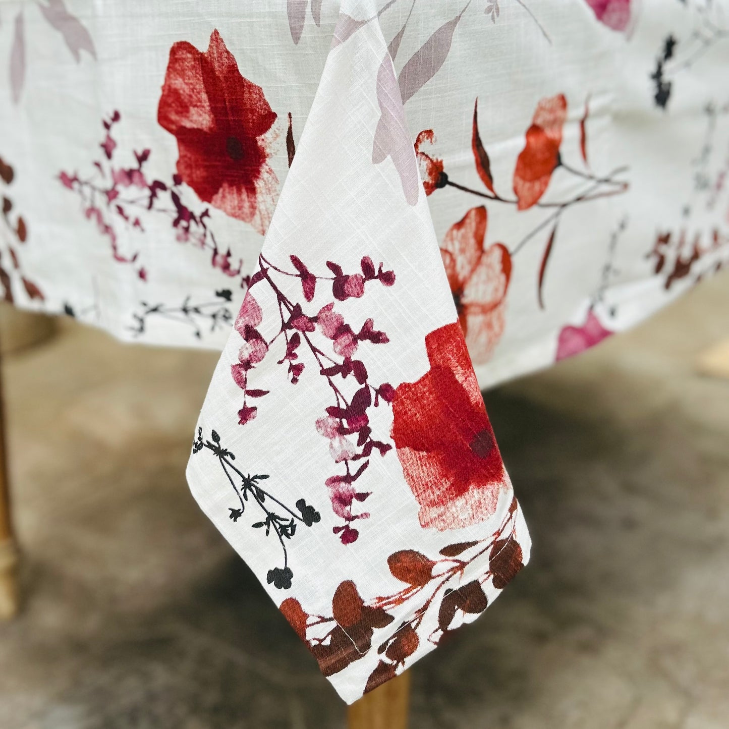 Botanical Bloom Maroon Tablecloth