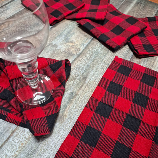 Basic Check Cocktail Napkin