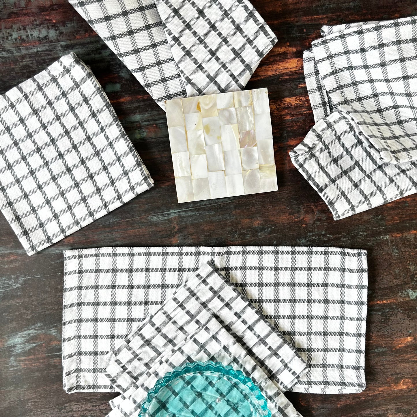 Cottage Check Cocktail Napkin