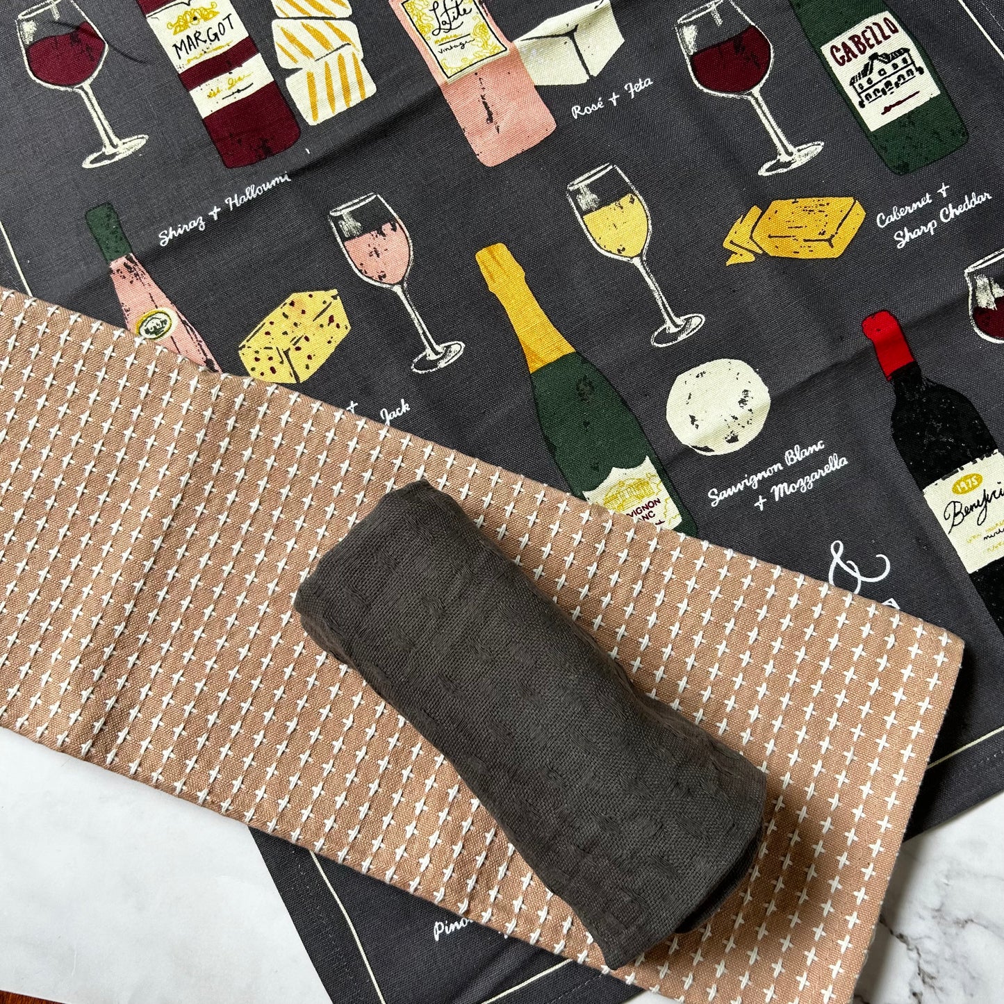 Wine & Cheese Kitchen towel set