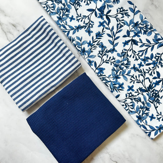 Sapphire Bloom Kitchen towels set