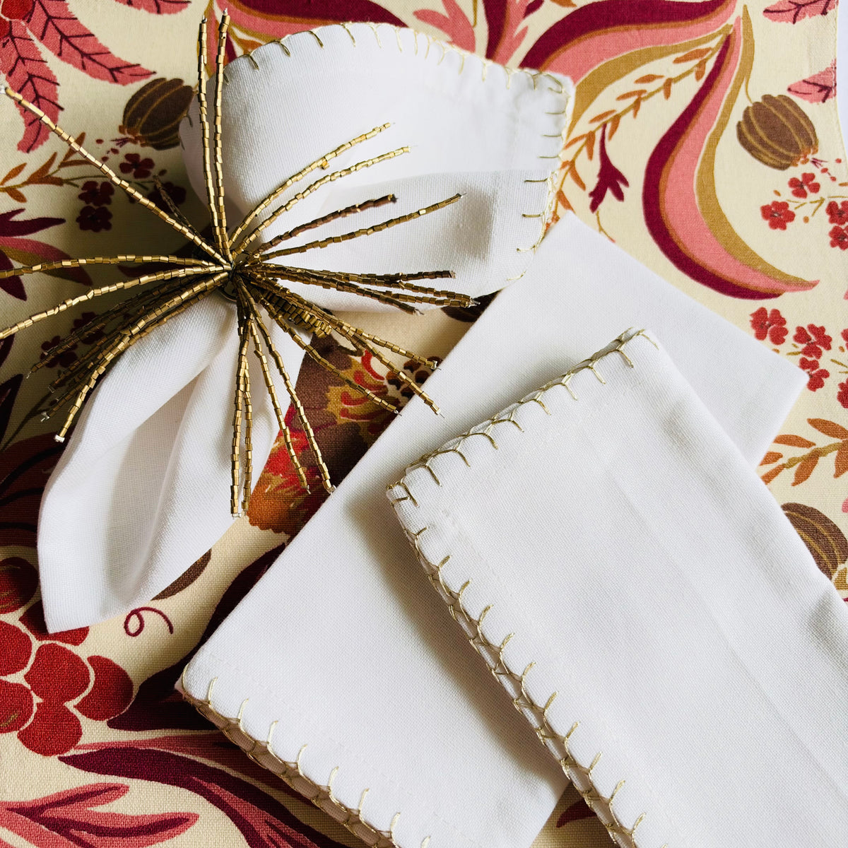 Blanket Stitch Napkin - Gold