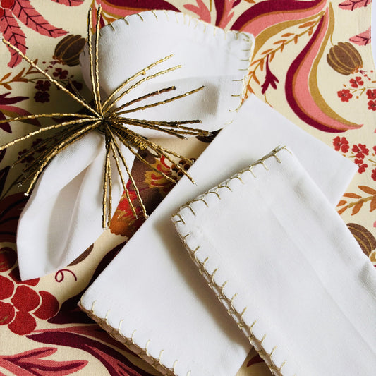 Blanket Stitch Napkin - Gold