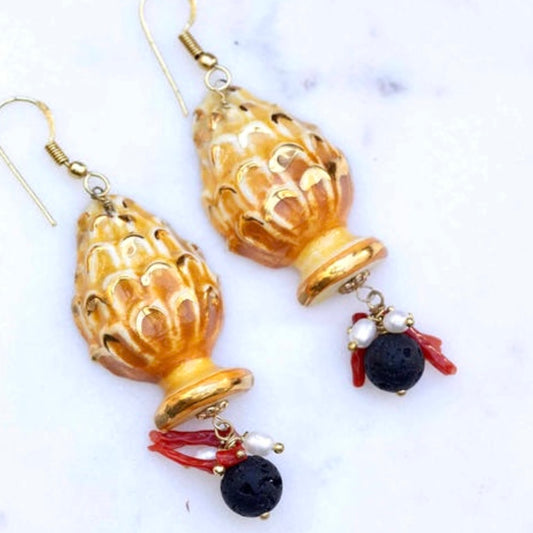 Pine Cone - Ceramic Earrings