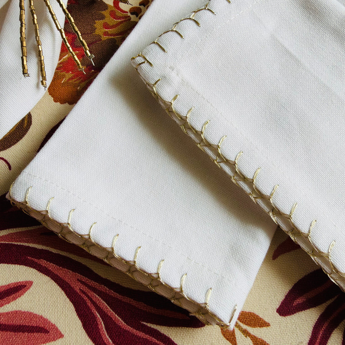 Blanket Stitch Napkin - Gold