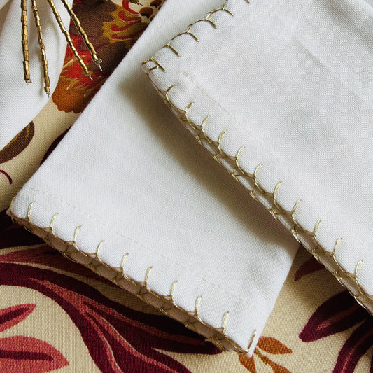 Blanket Stitch Napkin - Gold