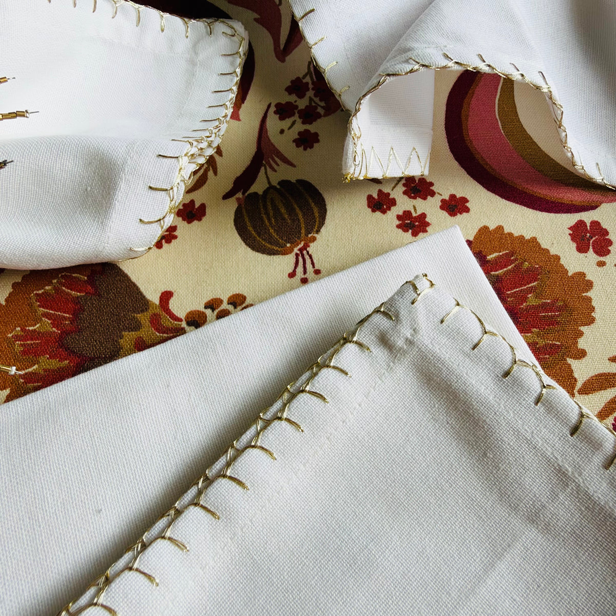 Blanket Stitch Napkin - Gold