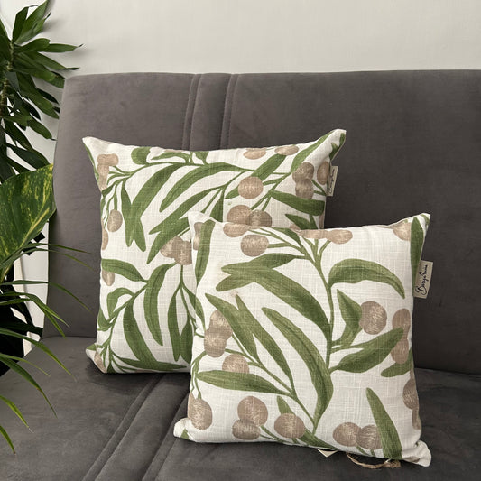 Green and Beige Fern Cushion Cover