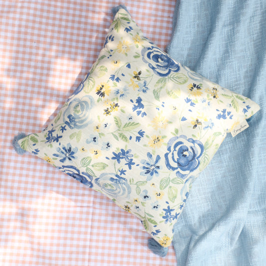 Serene Petal Blue Cushion Cover