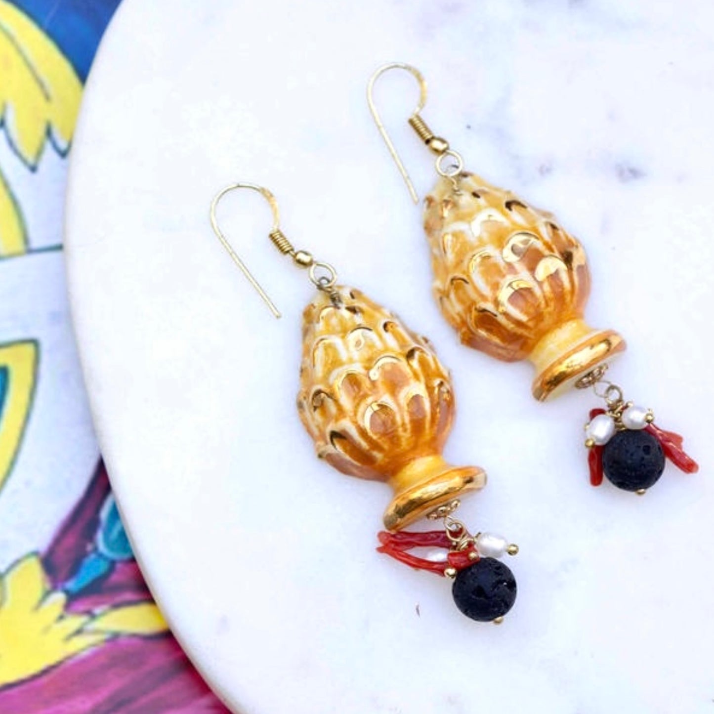 Pine Cone - Ceramic Earrings