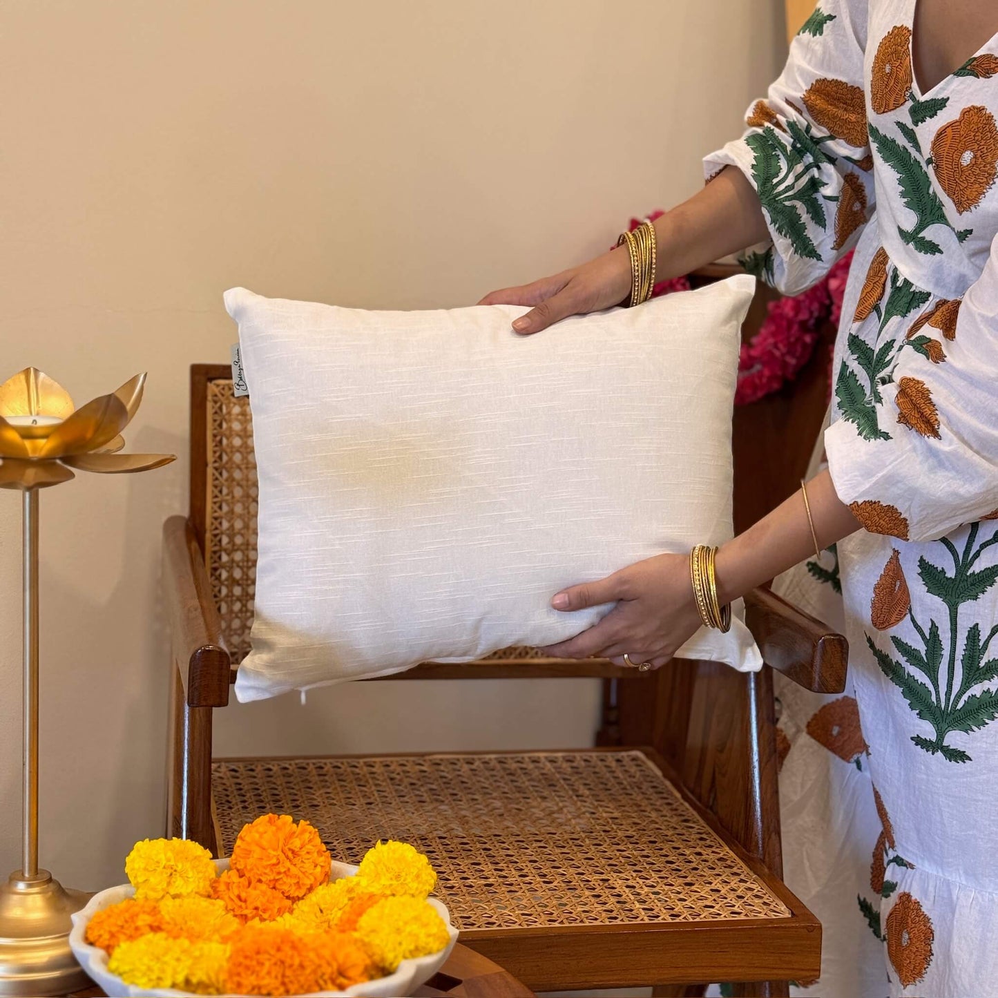 Athena White Silver Cushion Cover