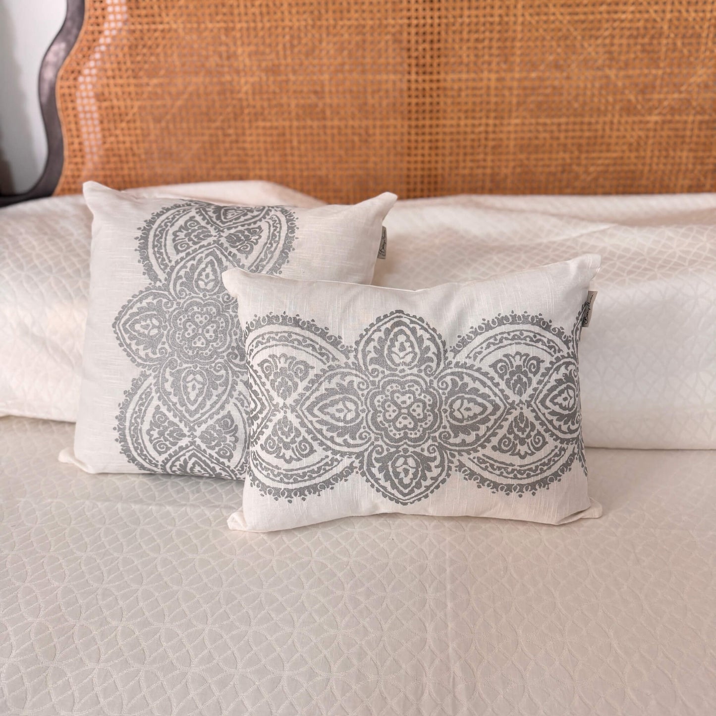 Athena White Silver Cushion Cover
