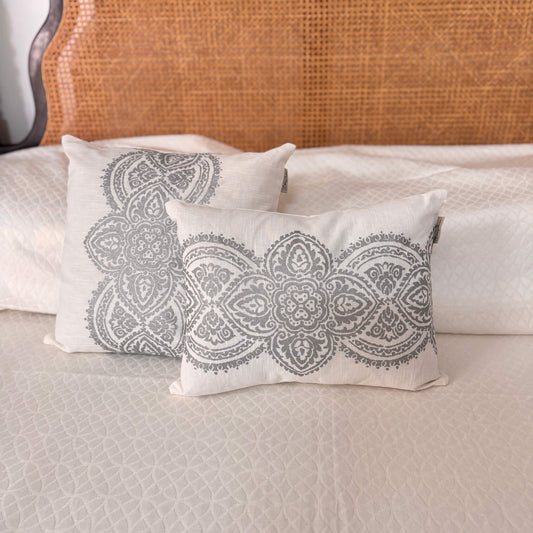 Athena White Silver Cushion Cover