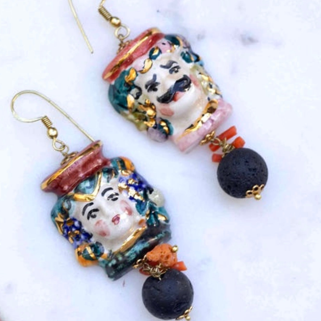 Sicilian Couple - Ceramic Earrings