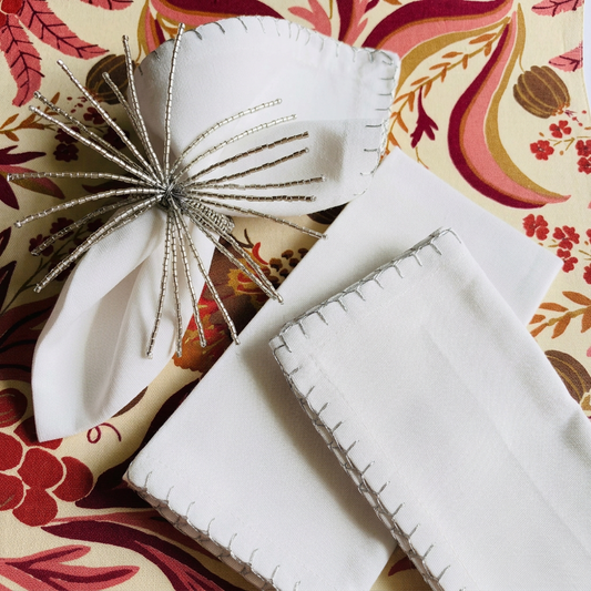 Blanket Stitch Napkin - Silver
