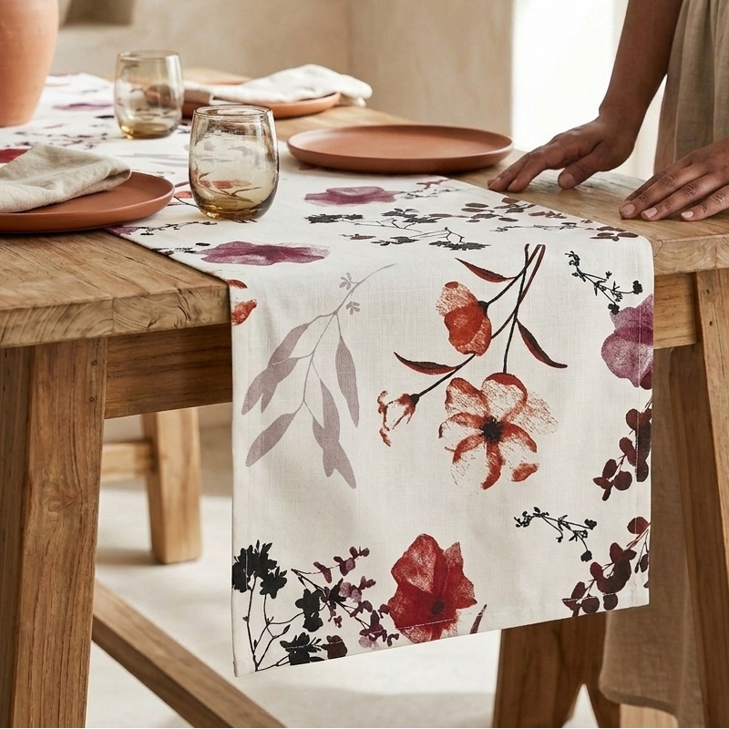 Botanical Bloom Maroon Runner