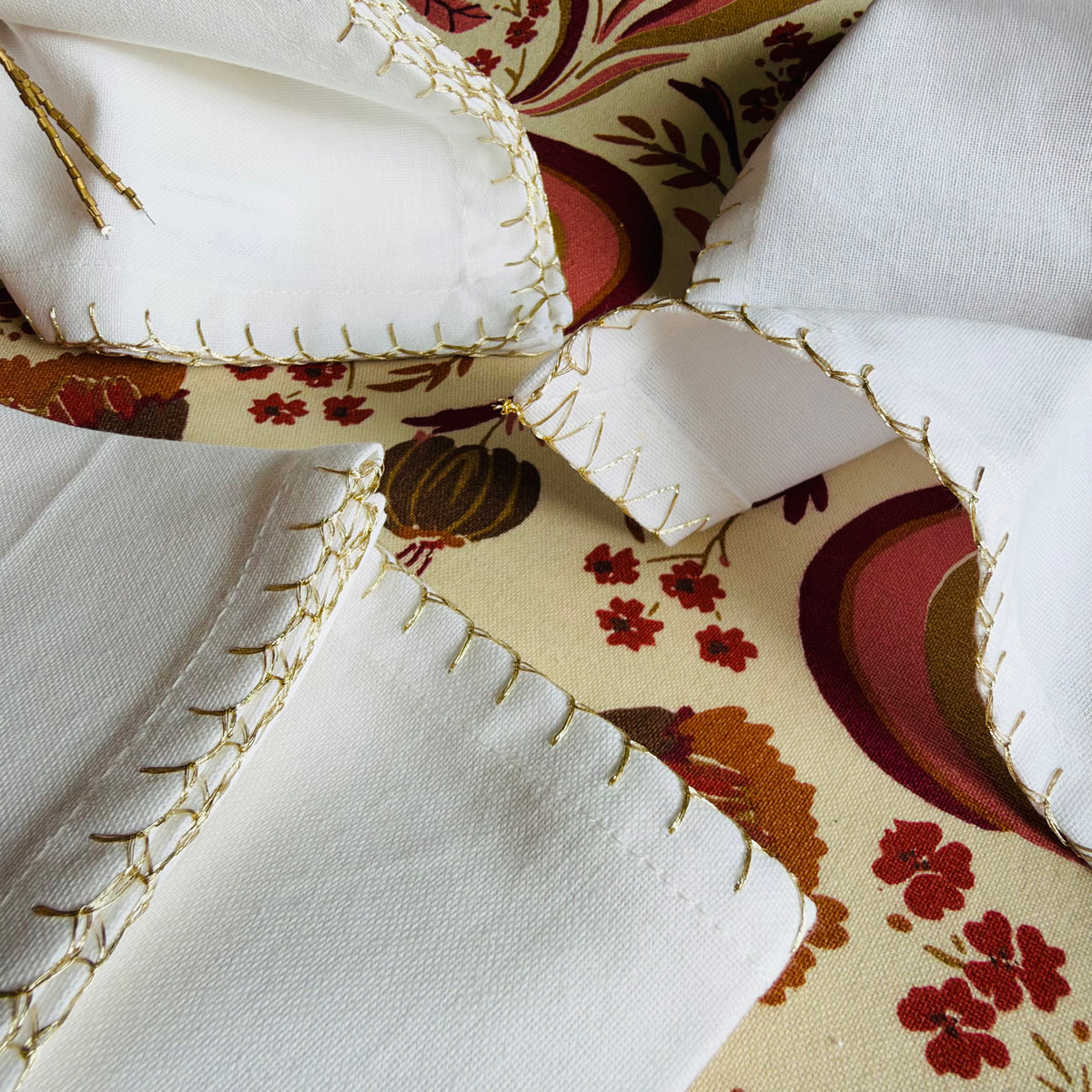 Blanket Stitch Napkin - Gold