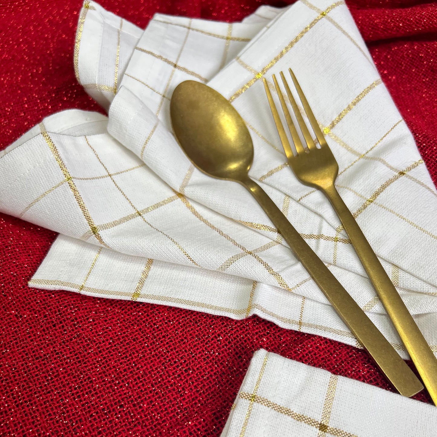 Gold Check Napkin Set