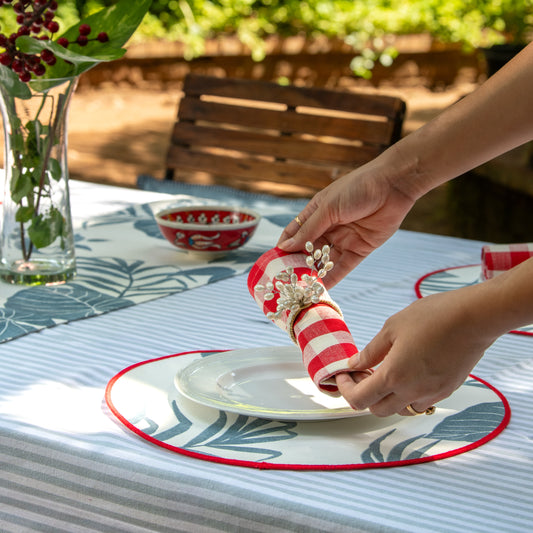 Linen Checks Napkin Set