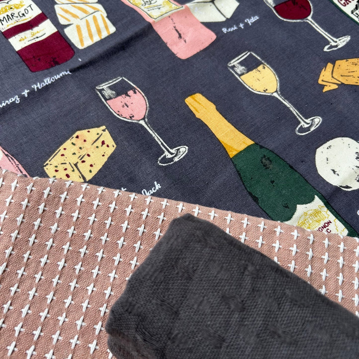 Wine & Cheese Kitchen towel set