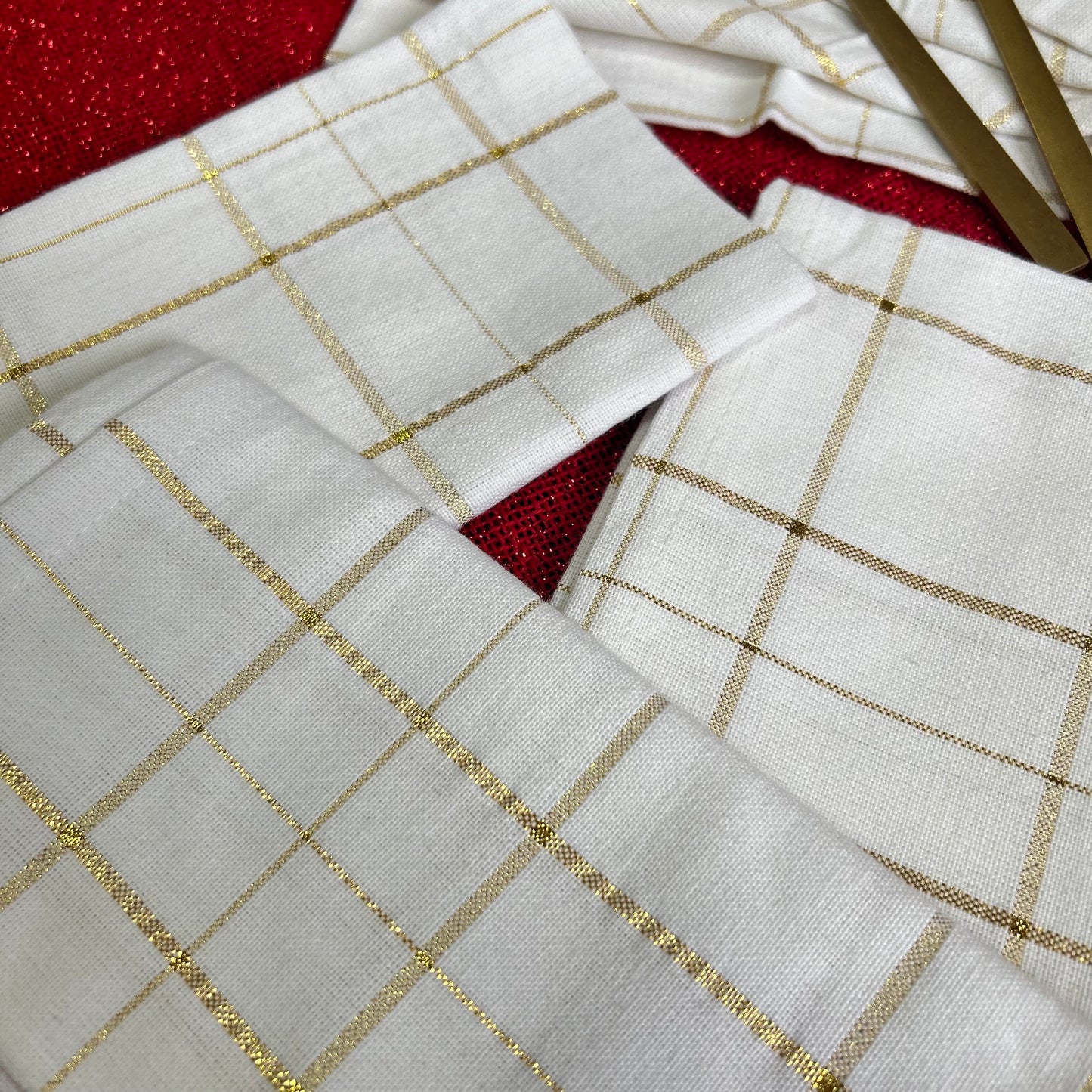 Gold Check Napkin Set