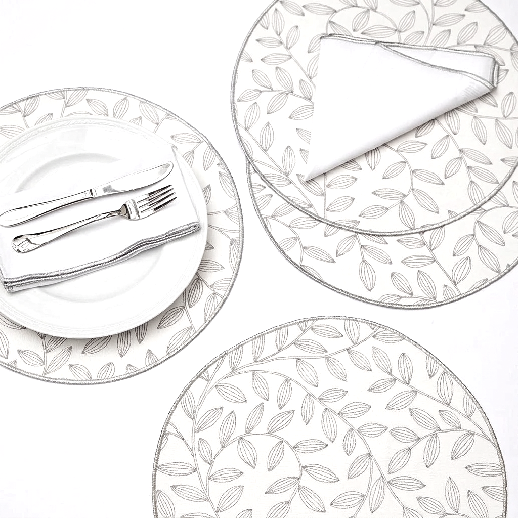Feuille Silver Round Placemat