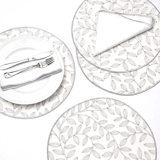 Feuille Silver Round Placemat