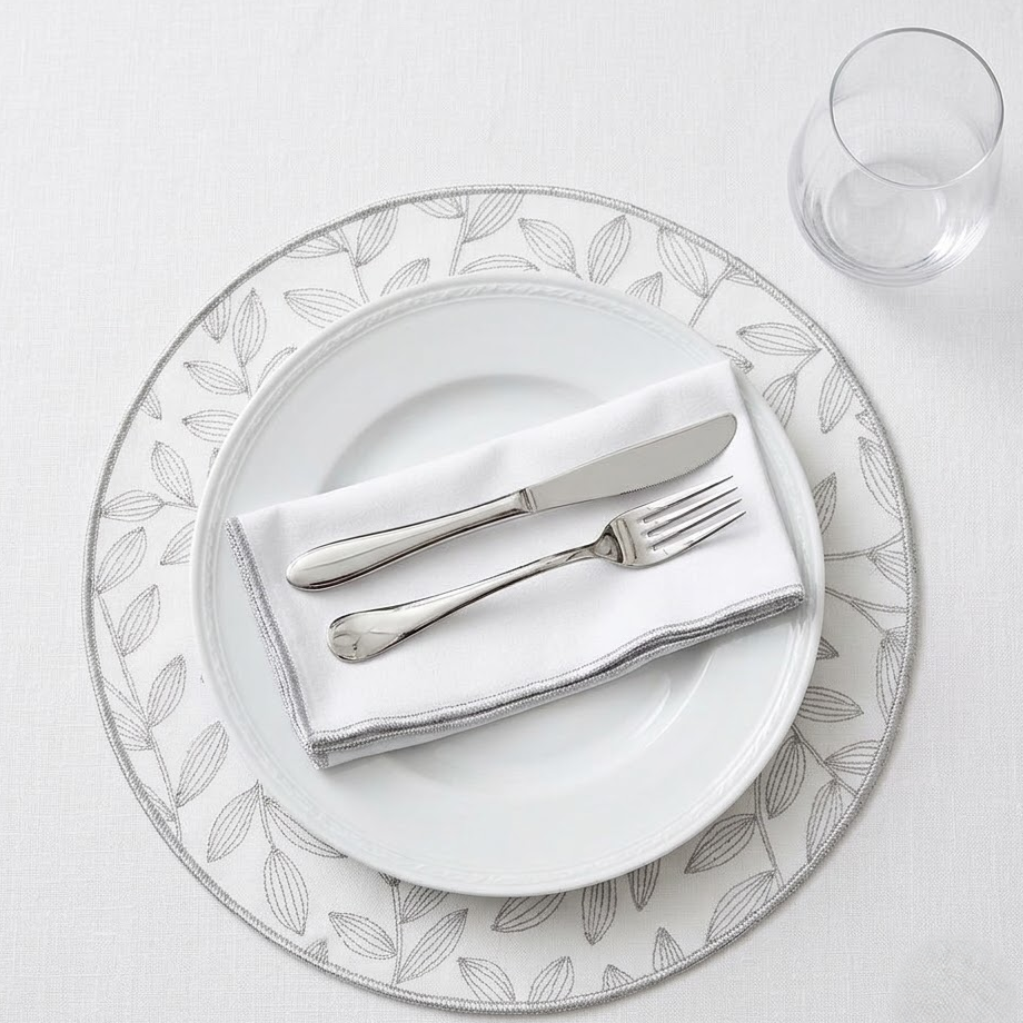 Feuille Silver Round Placemat