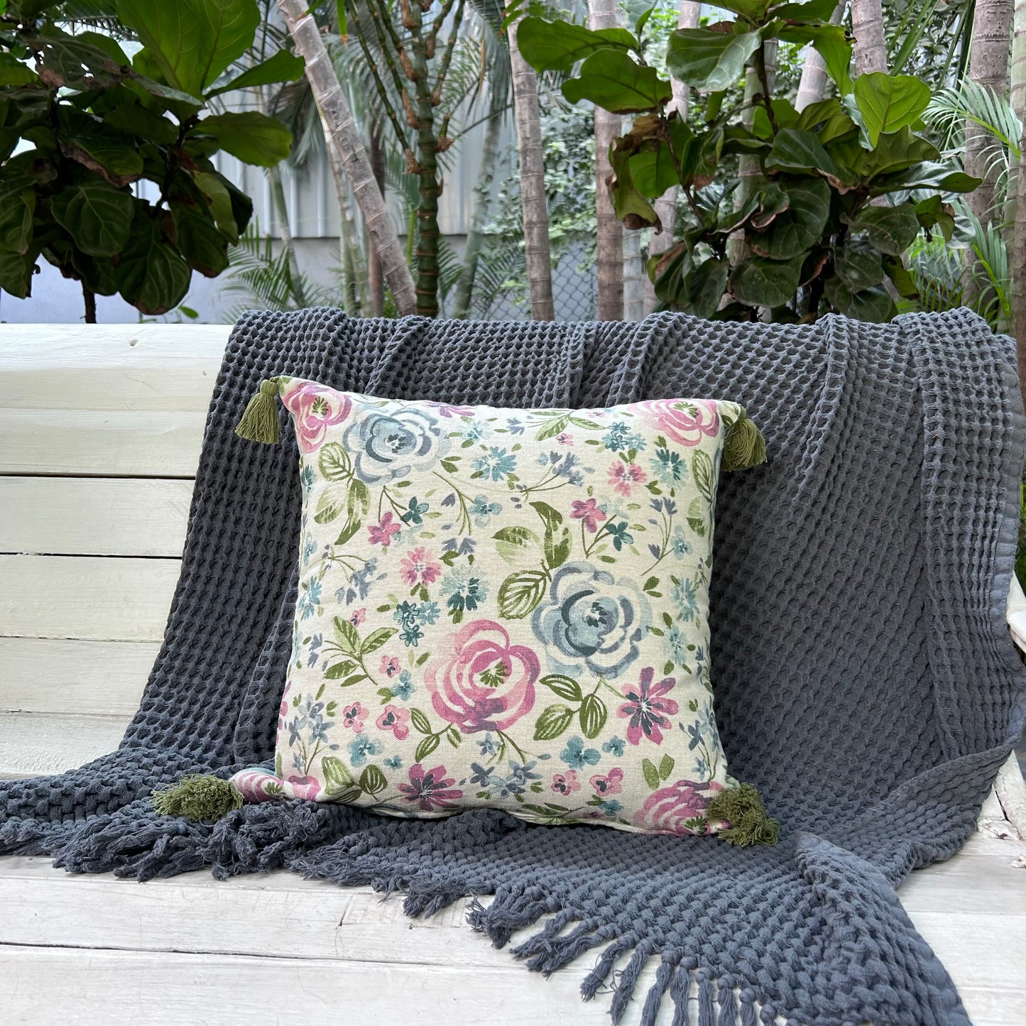 Serene Petal Aqua Cushion Cover