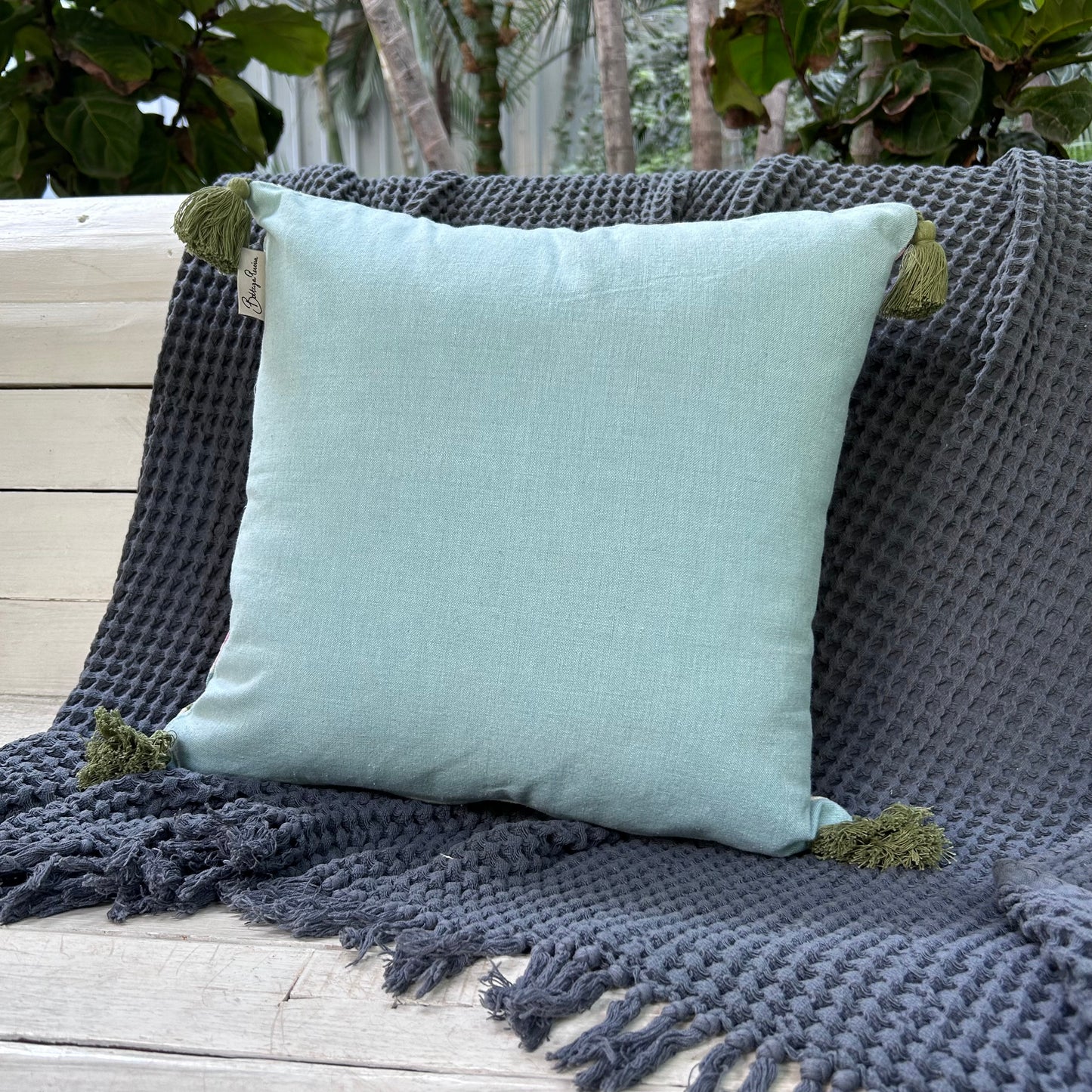 Serene Petal Aqua Cushion Cover