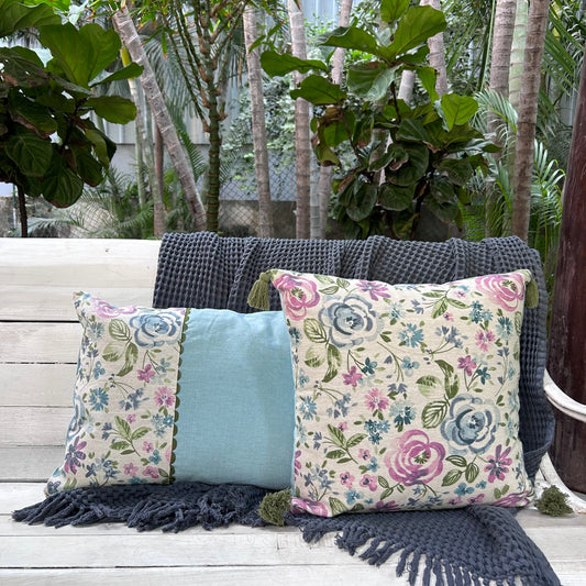 Serene Petal Aqua Cushion Cover