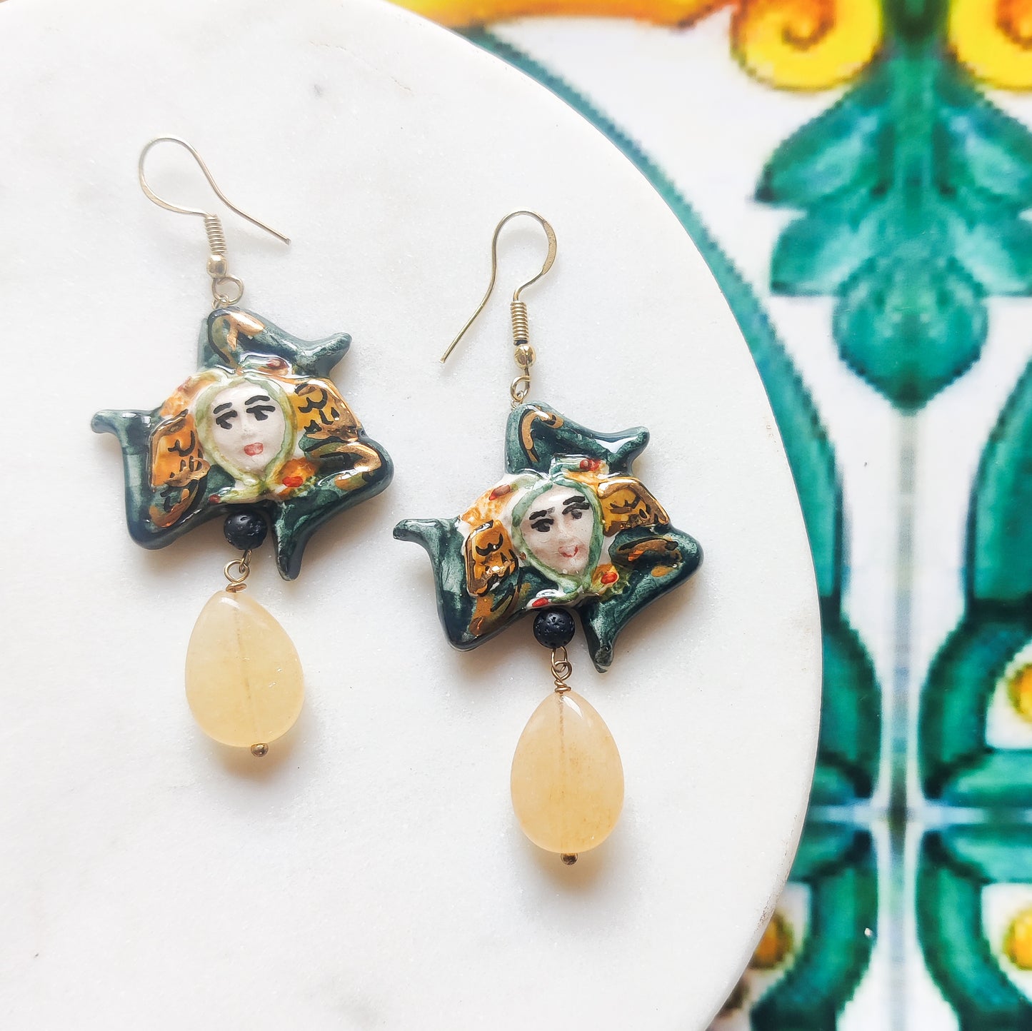 Trinacria - Ceramic Earrings