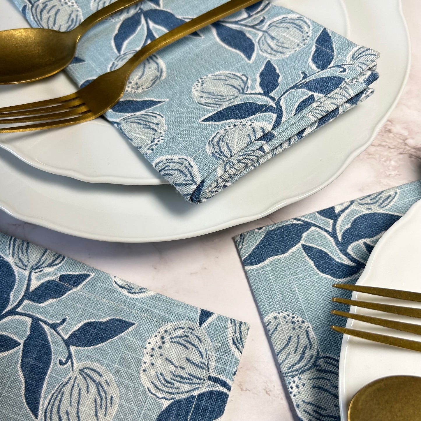 Indigo Petal Slub Napkin Set