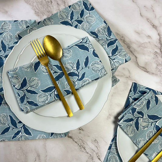 Indigo Petal Slub Napkin Set