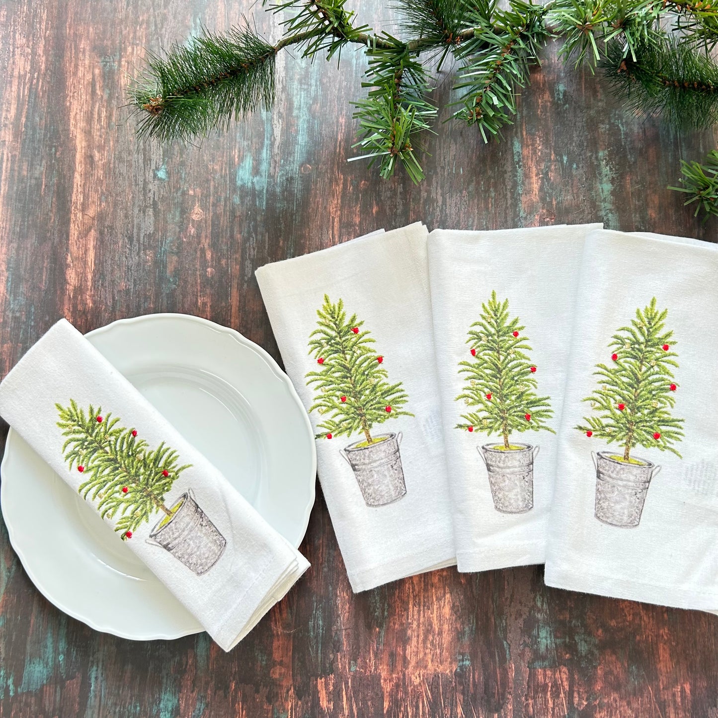 Embroidered Tree Napkin